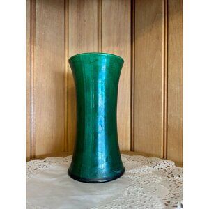 Antique Awaji Pottery Vase Monochrome Green Signed Japan Arts & Craft Movement